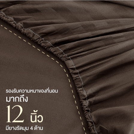 ชุดผ้าปูที่นอน 6 ฟุต 7 ชิ้น ibed ลายริ้ว Brown Sugar พร้อมผ้านวมถอดซัก_4